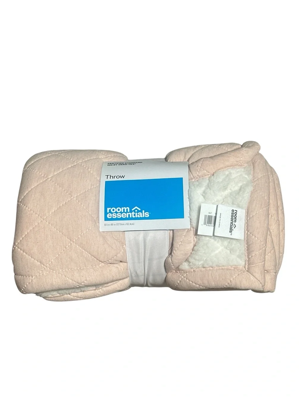 Quilted Sherpa Throw - Blush Pink